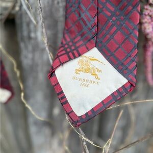 Burberry Burgundy and Navy Checkered Men's Tie